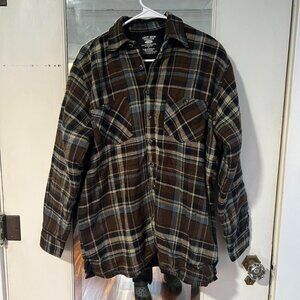 Brown and blue plaid flannel jacket